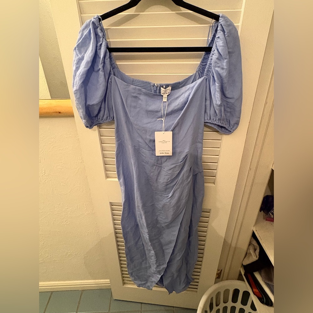 & Other Stories Periwinkle Blue Puff Sleeve Midi Dress